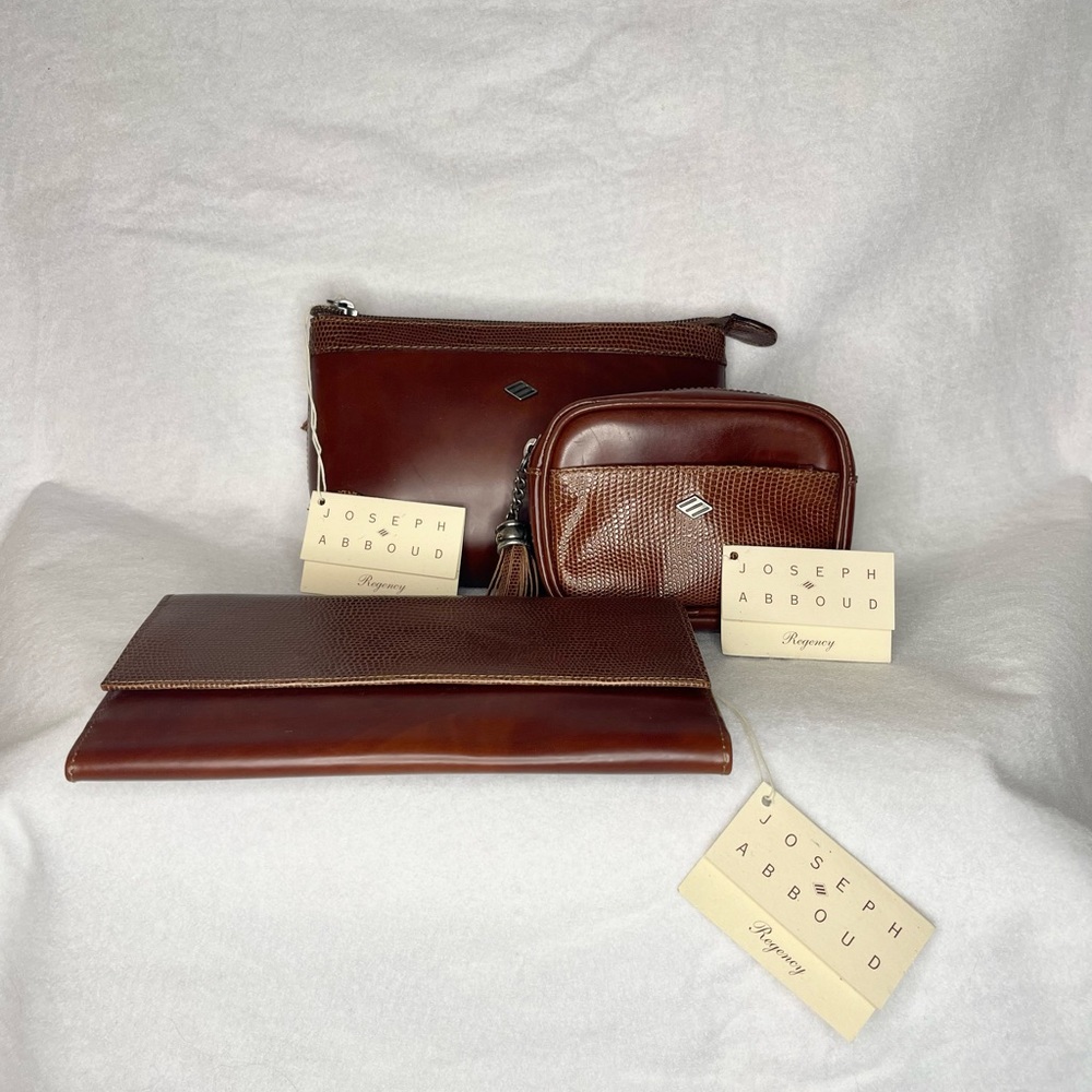 Joseph Abboud Brown Italian Genuine Leather Set - Pouch, Wallet, Coin Purse 🤎